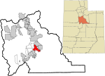 Utah County Utah incorporated and unincorporated areas Spanish Fork highlighted